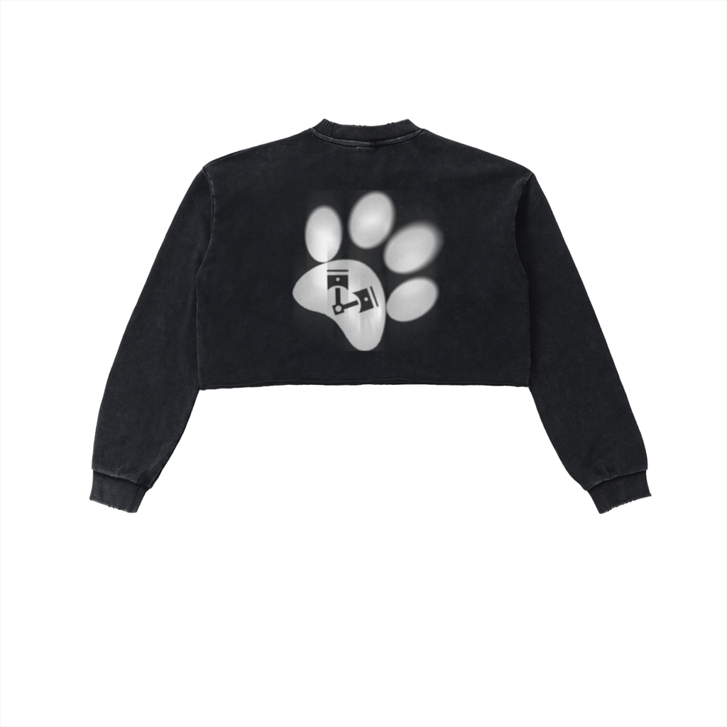 PAWS! Oil Slick Cropped Raw Hem Sweater