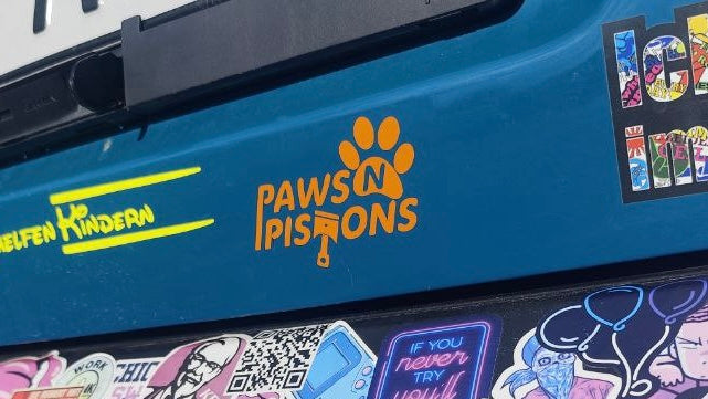 Paws n Pistons Logo Vinyl Sticker (13x9cms)