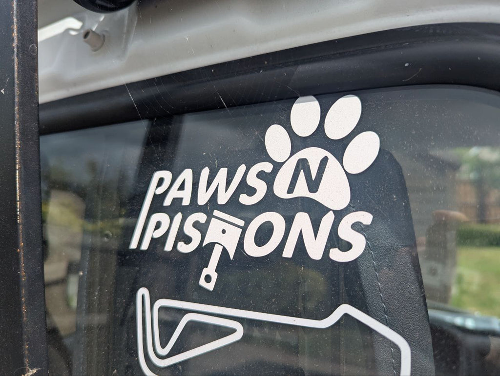 Paws n Pistons Logo Vinyl Sticker (13x9cms)