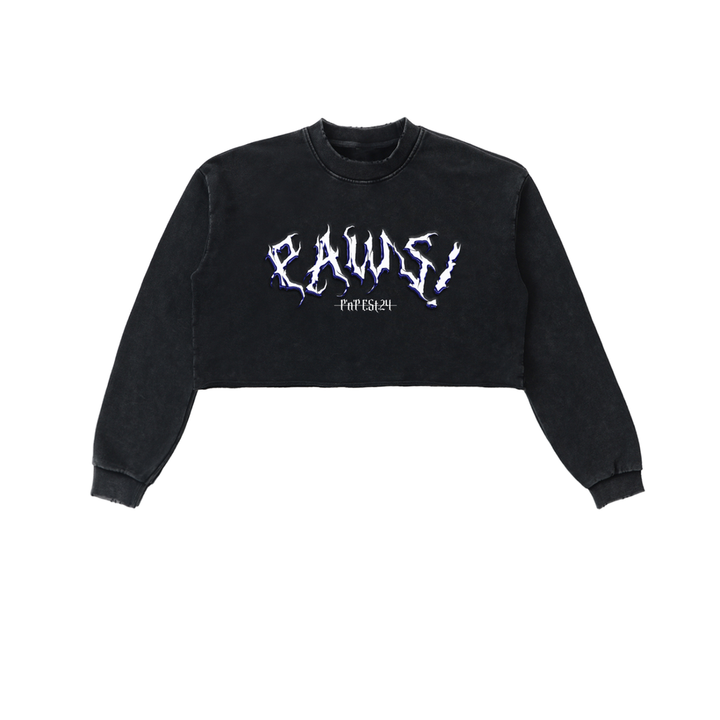 PAWS! Oil Slick Cropped Raw Hem Sweater