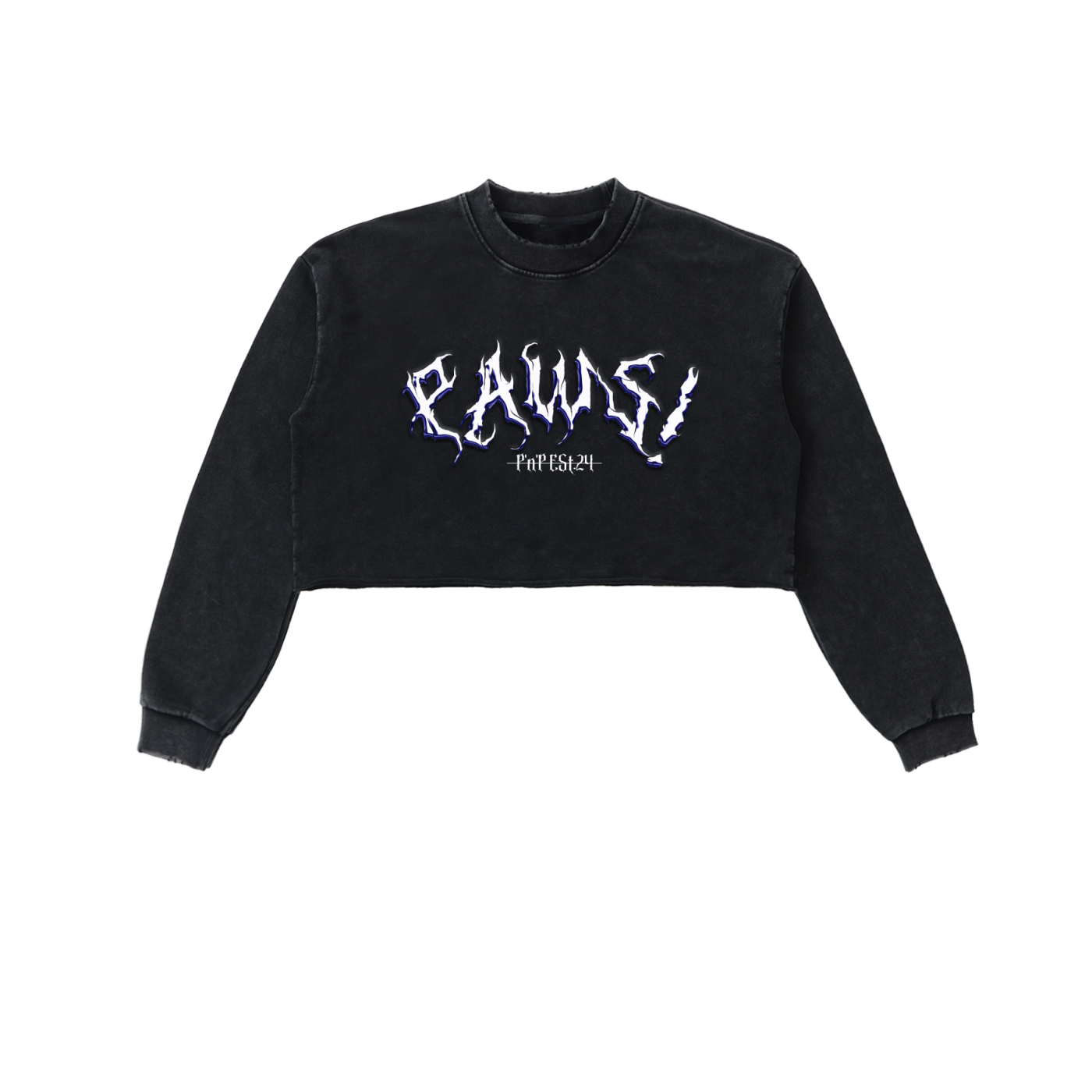 PAWS! Oil Slick Cropped Raw Hem Sweater